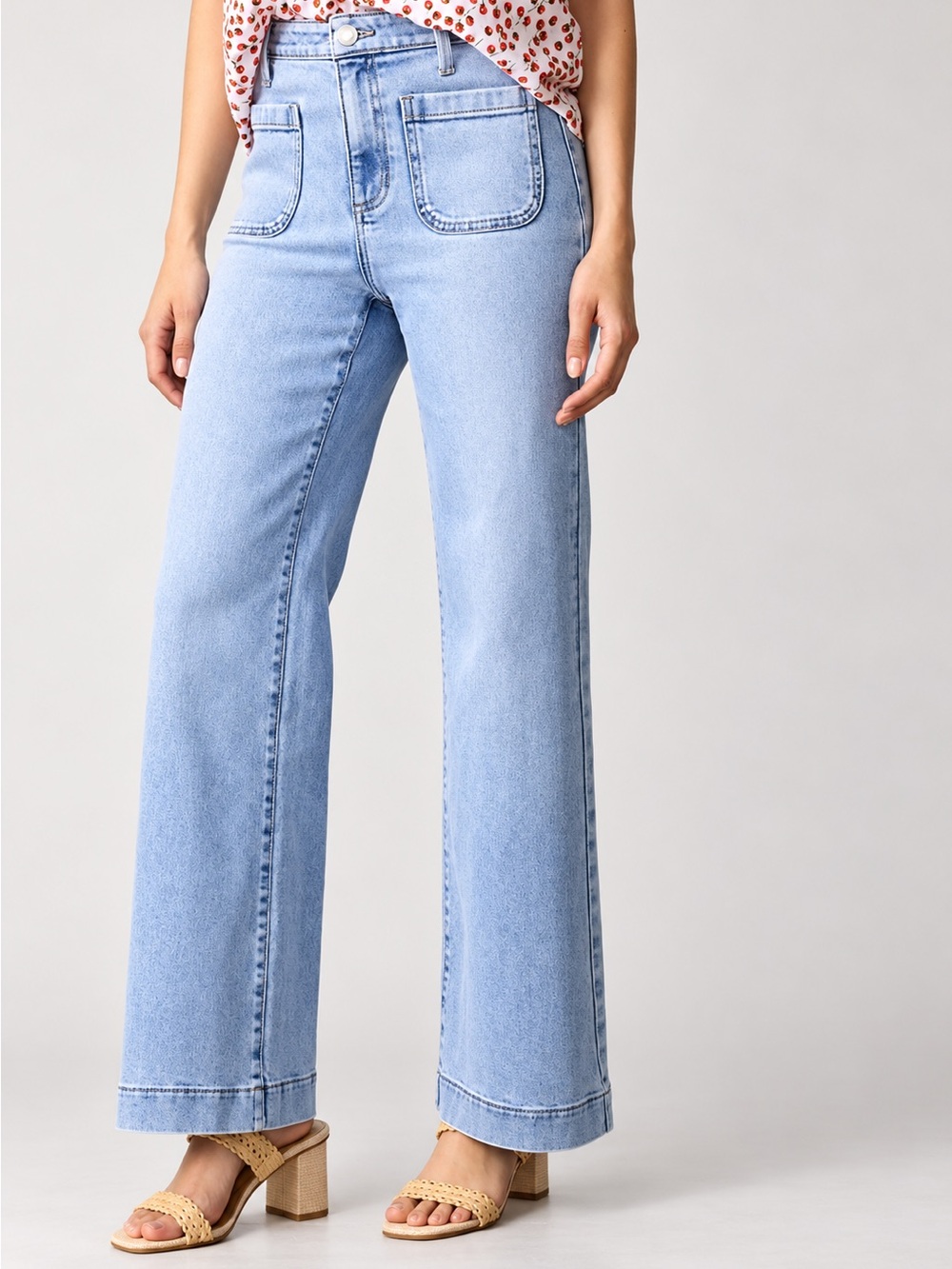 New LC Lauren Conrad Light Blue Wide-Leg Jeans with Patch Pockets